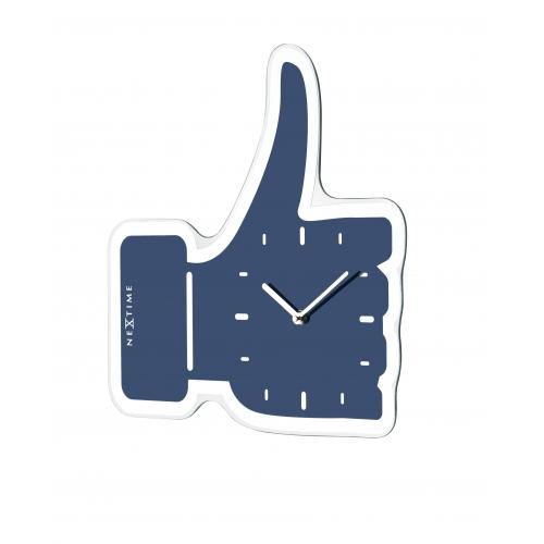 Nexttime-Uhr 5185bl Mini Thumbs Up, 20,5x21, Wand, Blausilber