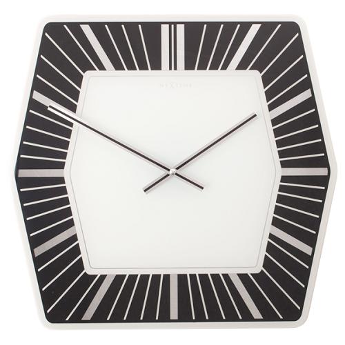 Nexttime Uhr 8128zw Sechseck, 43x43 cm, Wand, weiß