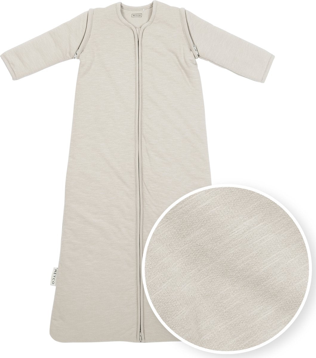 Meyco Baby Slub Babyschlafsack mit abzippbaren Ärmeln – Greige – 110 cm – 2,5 Tog