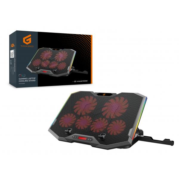 Conceptronic thyia01b thyia ergo 6-Lüfter-Gaming-Laptop-Kühlständer, 17 43,2 cm, 6 Stk. Tasten,