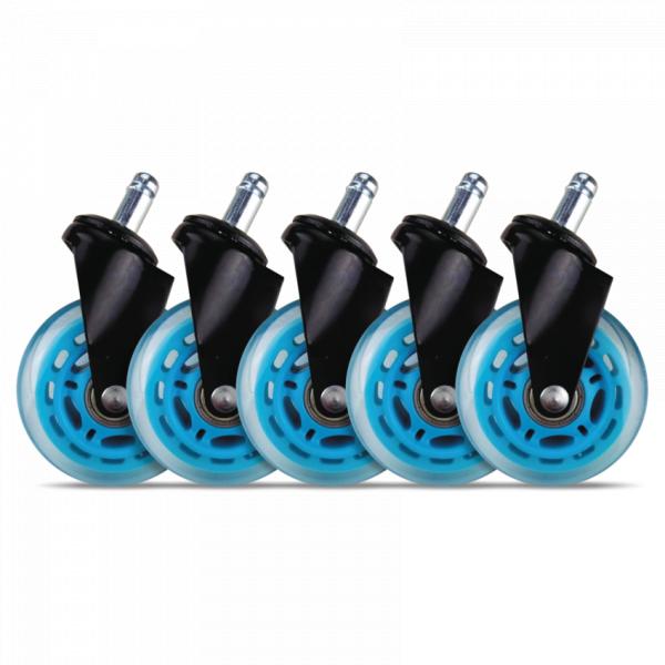 L33t Gaming 160529 3-Zoll-Gummirollen, blau, 5 Stück