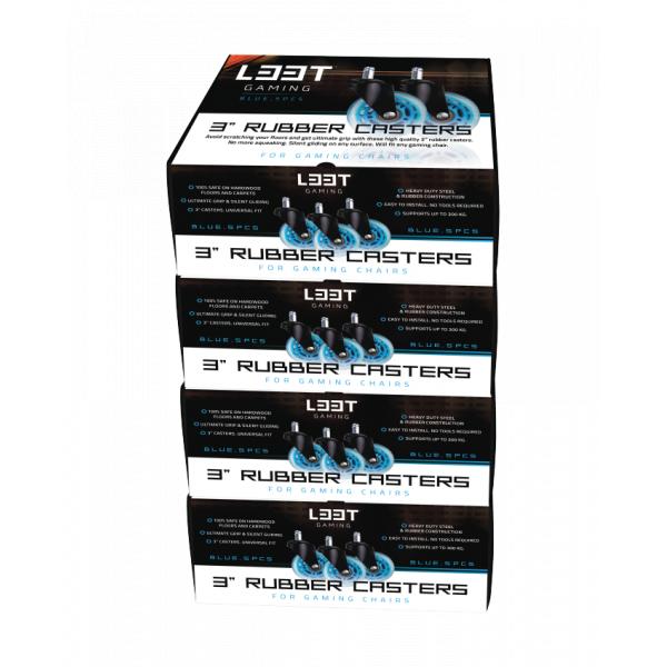 L33t Gaming 160529 3-Zoll-Gummirollen, blau, 5 Stück