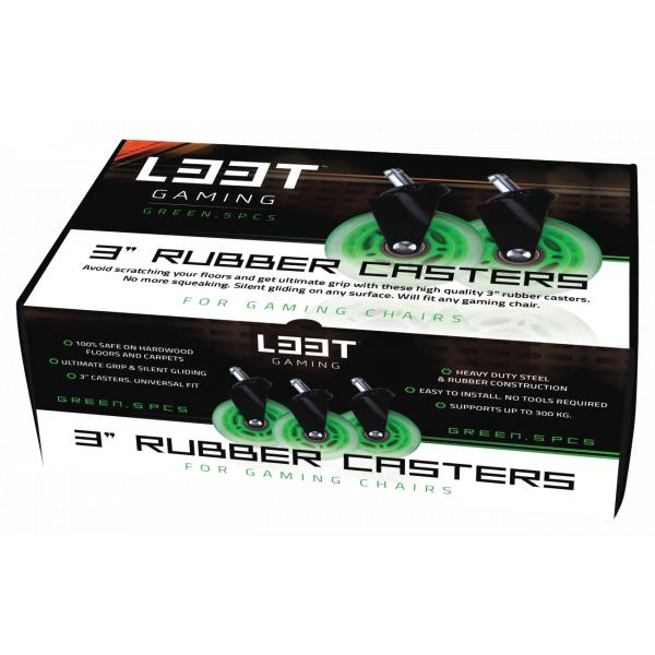L33t Gaming 160531 3-Zoll-Gummirollen, grün, 5 Stück
