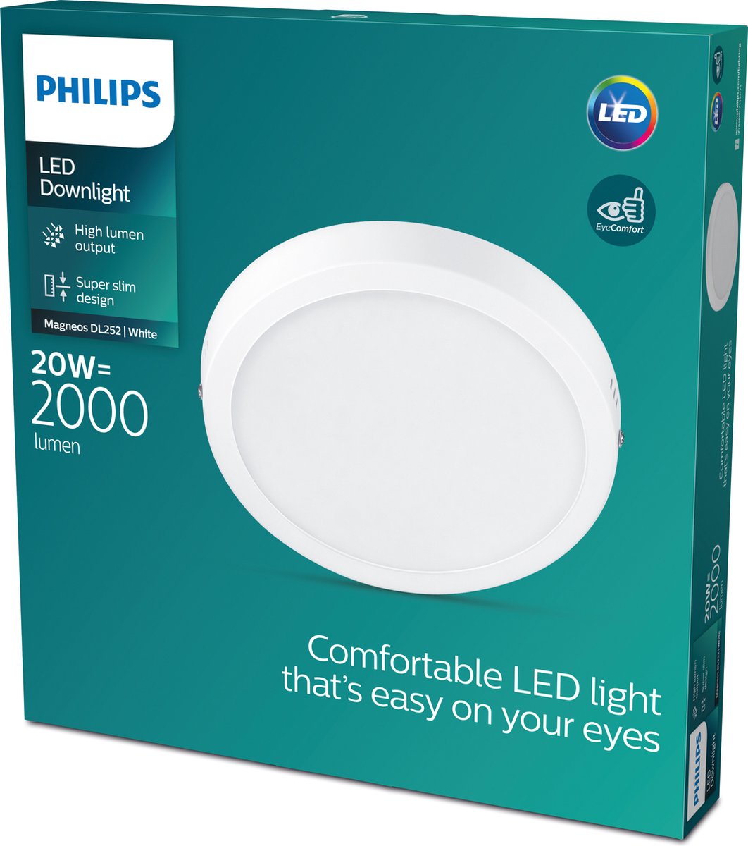 Philips led philips magneos plafondlamp - wit - rond - groot - 20 w