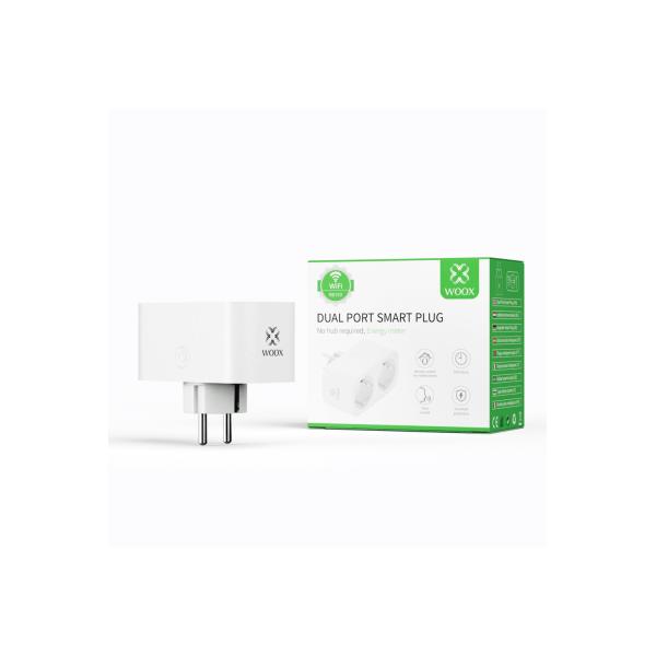 Woox R6153 intelligenter Doppelstecker mit Energiezähler und Erdungsanschluss
