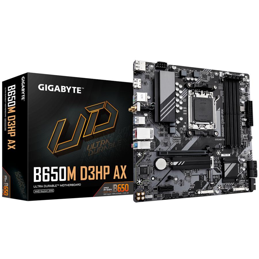 Gigabyte B650M D3HP AX B650M D3HP AX, AMD AM5, B650, DDR5, USB 3.2 Gen 1, 2,5 GBE, Wi-Fi 6e