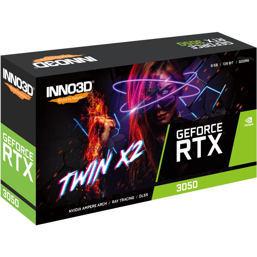 Inno3d n30502-08d6-1711va41 Geforce RTX 3050 Twin x2 v2, 8 GB GDDR6, 128 Bit, 1777, 14 Gbit/s, 1xDP+HDMI