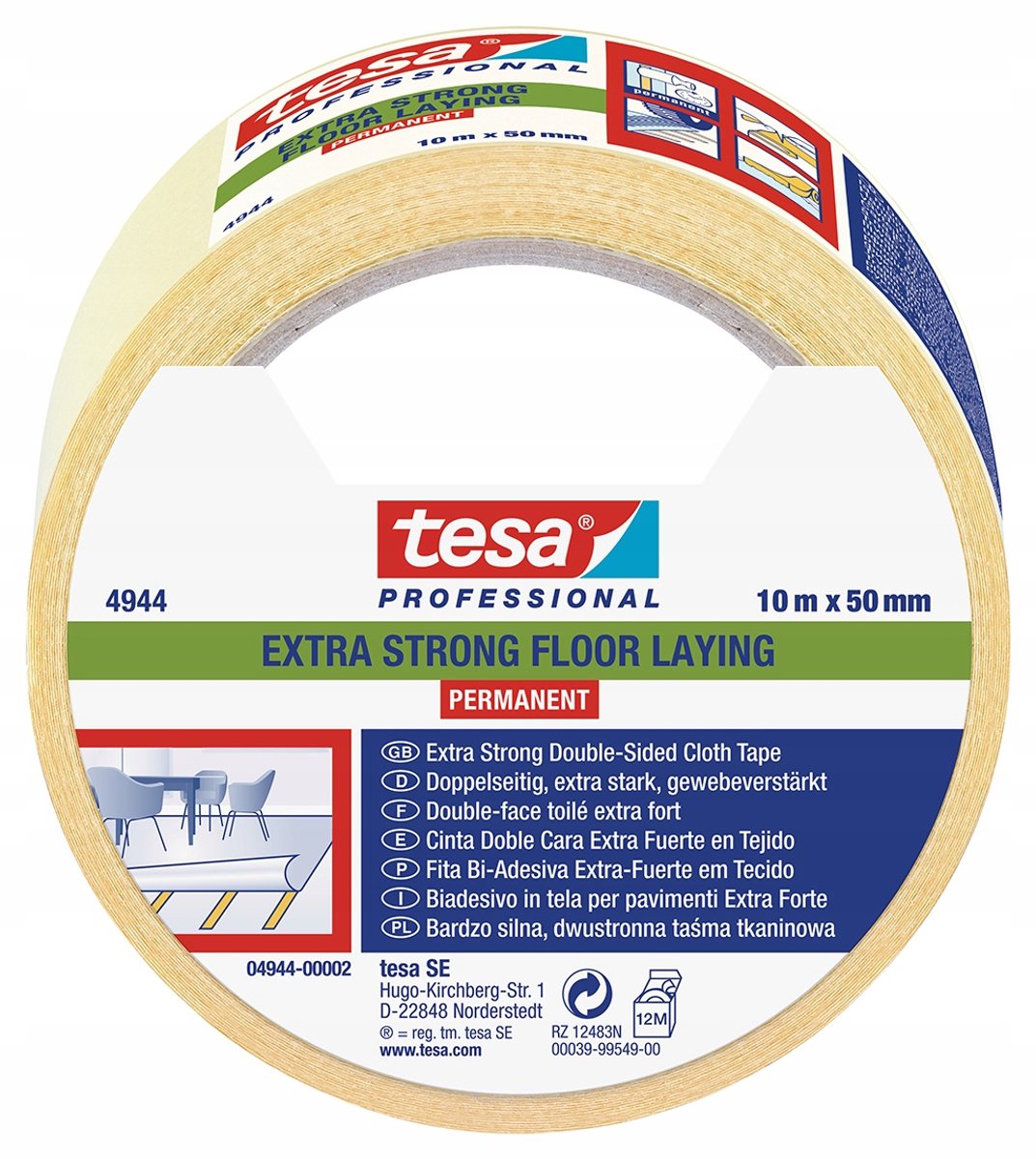 Tesa - ® Teppichband - extra stark - 10m x 50mm - Gummikleber
