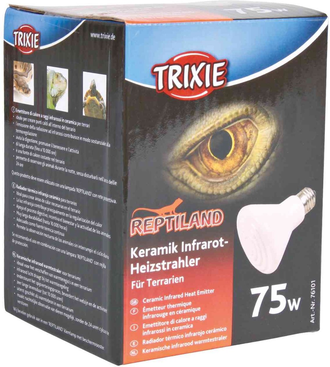 Trixie Keramik-Wärmestrahler - Infrarot 75 Watt - 7,5x7,5x10 cm, geeignet für Reptilien und Amphibien