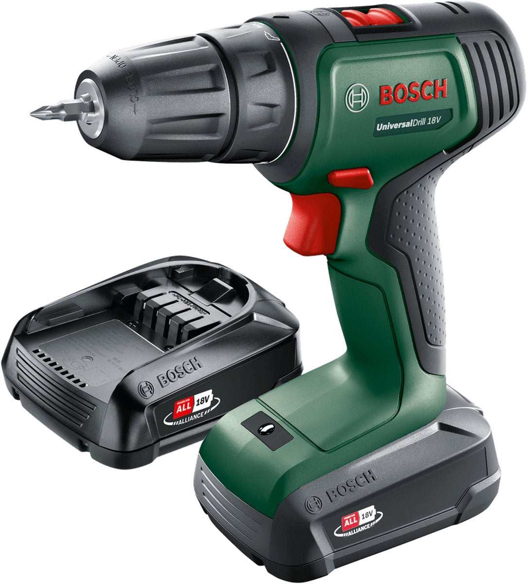 Bosch Akku-Bohrschrauber universaldrill 18 - mit 2x 18 V Akku und Ladegerät - im Koffer