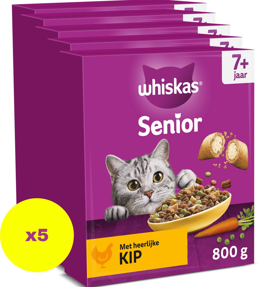Whiskas Katzenfutter – Senior 7+ – Huhn – Box 5x800g