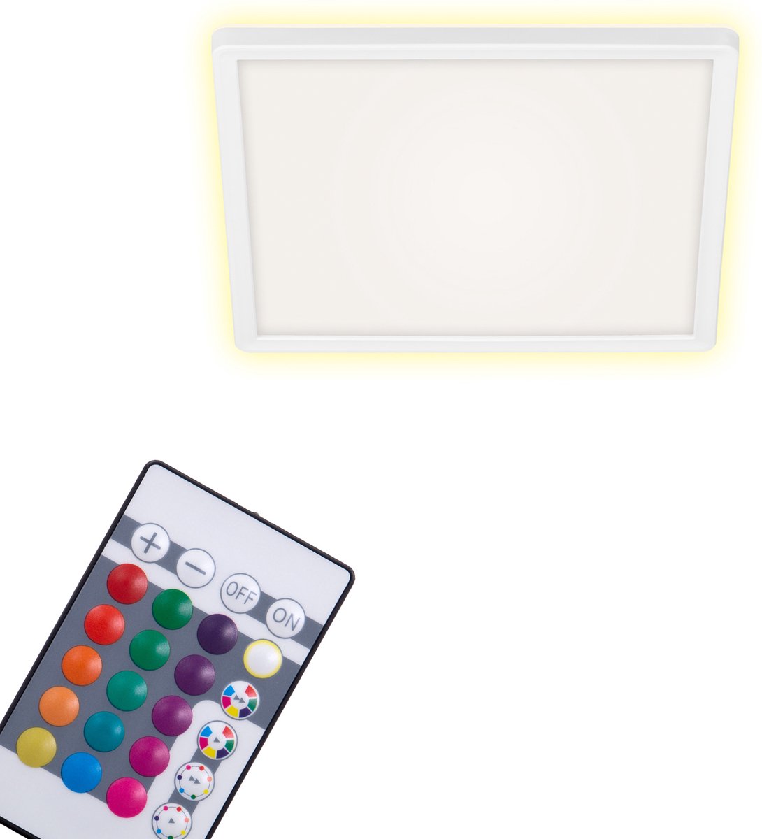 Briloner slim - LED Deckenleuchte - dimmbare Deckenleuchte - Deckenleuchte - RGB - Farbsteuerung - Hintergrundbeleuchtung - inkl. Fernbedienung - 15 Watt - 1.850 Lumen - 4.000 Kelvin - Weiß