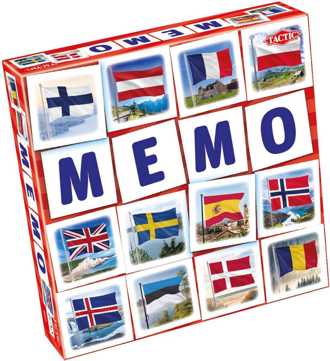 Taktik-Memo-Flaggen – Memo-Spiel – die richtigen Paare finden – Länderflaggen erkennen lernen – lehrreiches Brettspiel für Kinder und Familien – 2 bis 6 Spieler – ab 3 Jahren