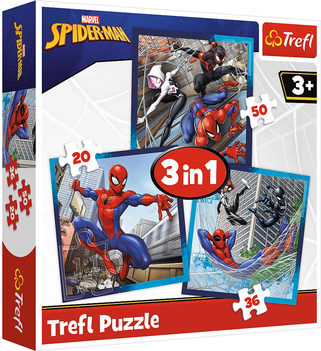 Trefl Puzzle 3in1 Spider-Man – Disney Marvel Kinderpuzzle aus Pappe.