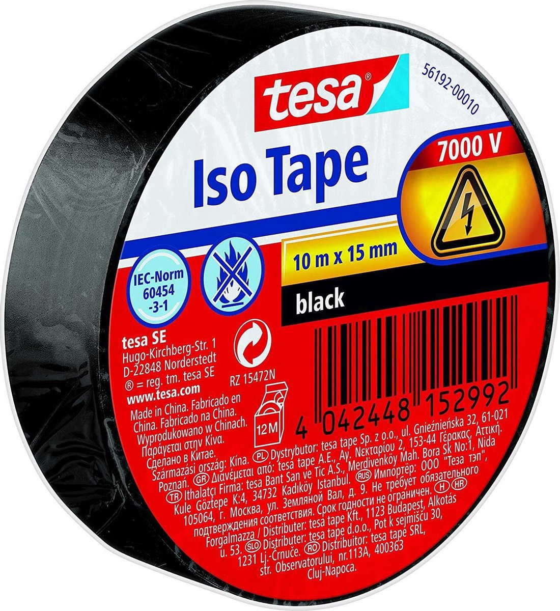 Tesa 56192-00010-22 Isolierband schwarz (L x B) 10 m x 15 mm 1 Stück