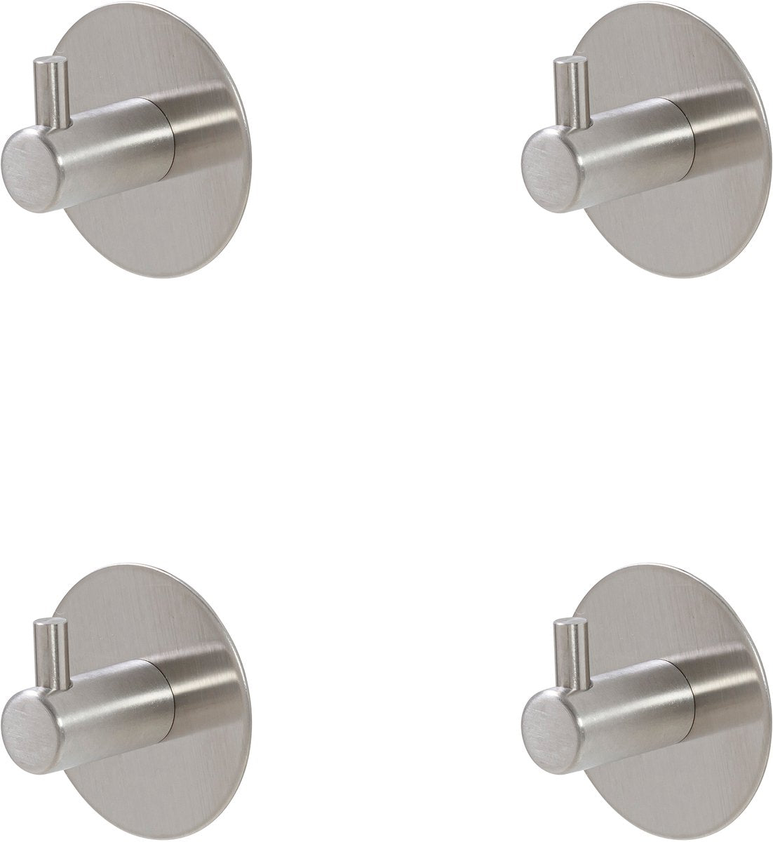 Tiger rhino handdoekhaakjes (4 stuks) - zonder boren - zelfklevend - rvs geborsteld