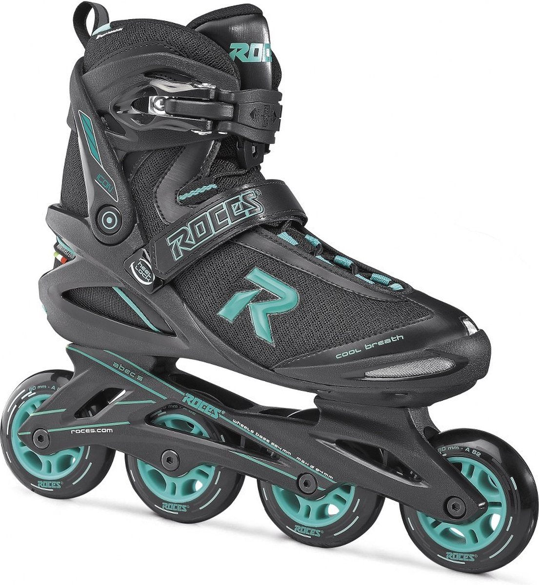 ROCES Icon Inline Skates Softboat Damen 80 mm 82A Schwarze Aqua Größe 38