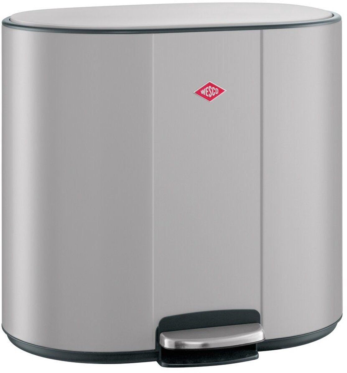 Wesco Multicollector 3 Abfallbehälter Mülltrennung (1x25 Liter, 2x12 Liter) | 49 Liter | Metall - kühles Grau matt | Treteimer mit Absenkautomatik und Geruchsfilter