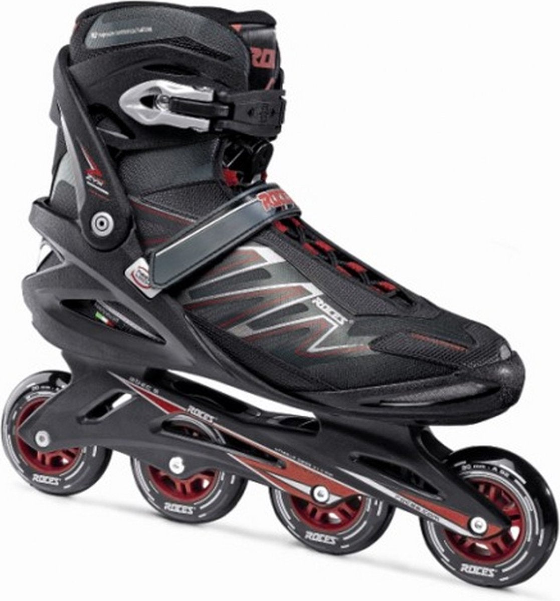 Roces Big Zyx 90 Herren-Inline-Skates – 4 x 90 mm Rollen – Fitness-Speed-Inline-Skates – Schwarz Rot – Größe 50