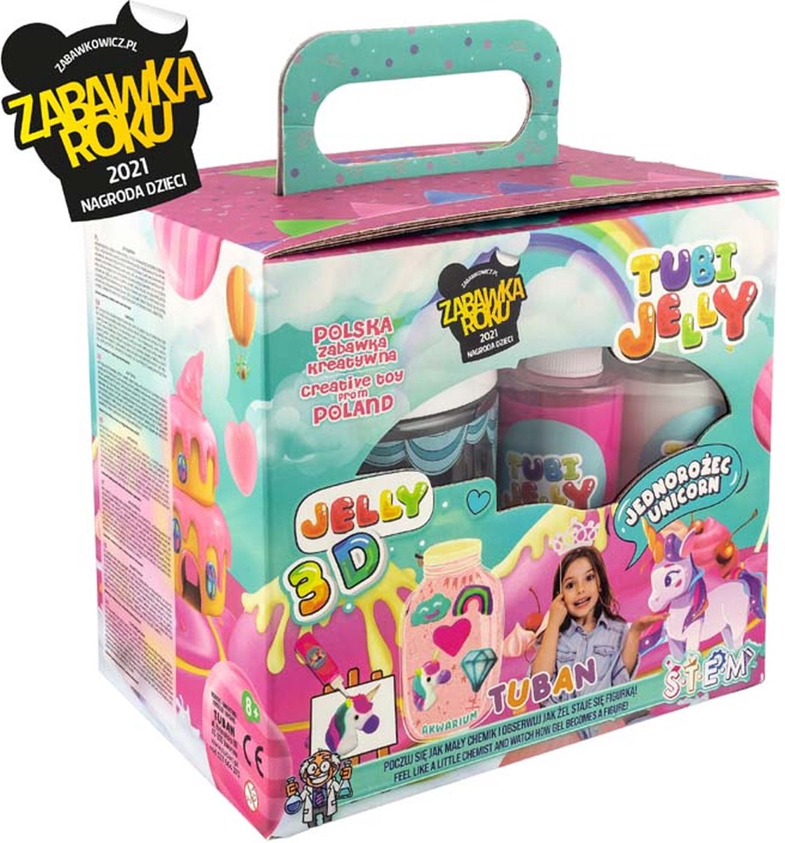 Tuban Tubi Jelly Set mit 6 Farben und kleinem Aquarium-Einhorn