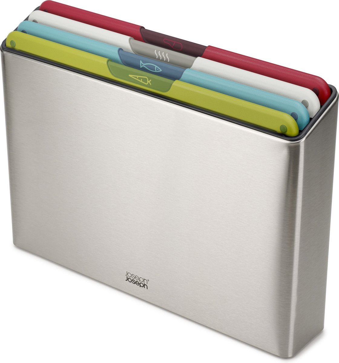 Joseph Joseph - Folio Icon 4 Schneidebretter im Stahlhalter - Kunststoff - Silber