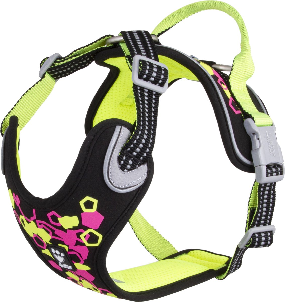 Hurtta weekend warrior harness - hondenharnas - neon licorice - borstomvang: 45-60 cm