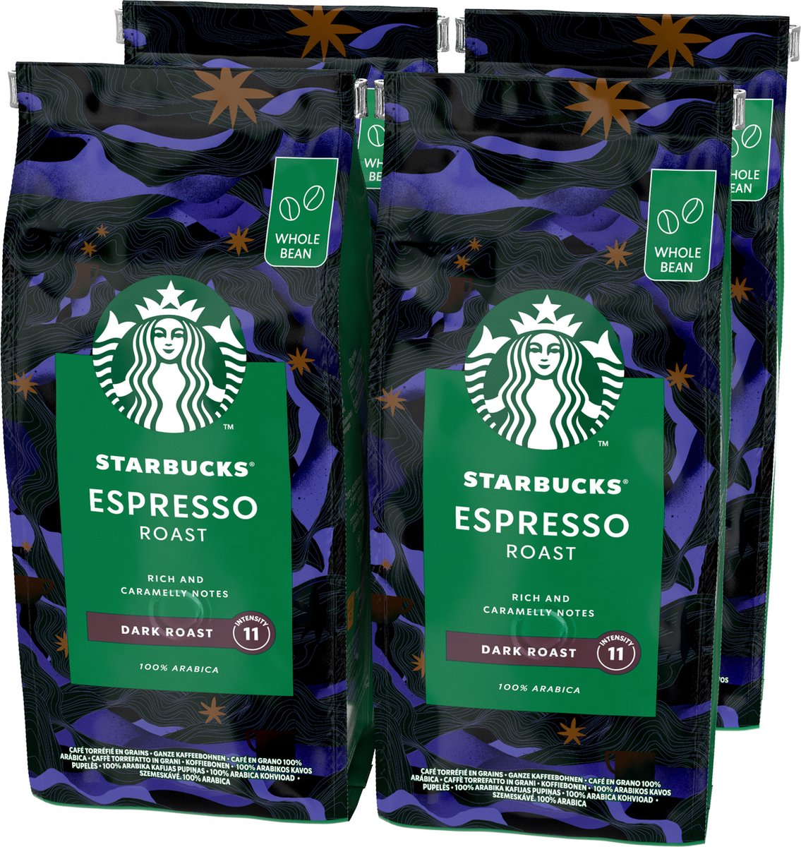 Starbucks Espresso geröstete Kaffeebohnen – 4 Beutel x 450 g