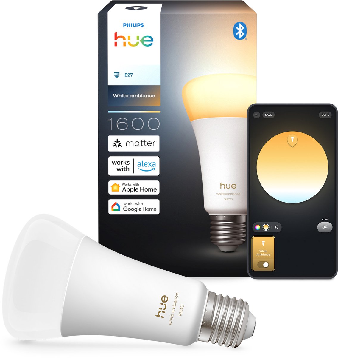 Philips hue slimme led a67 bulb, warm tot koelwit licht, e27 fitting