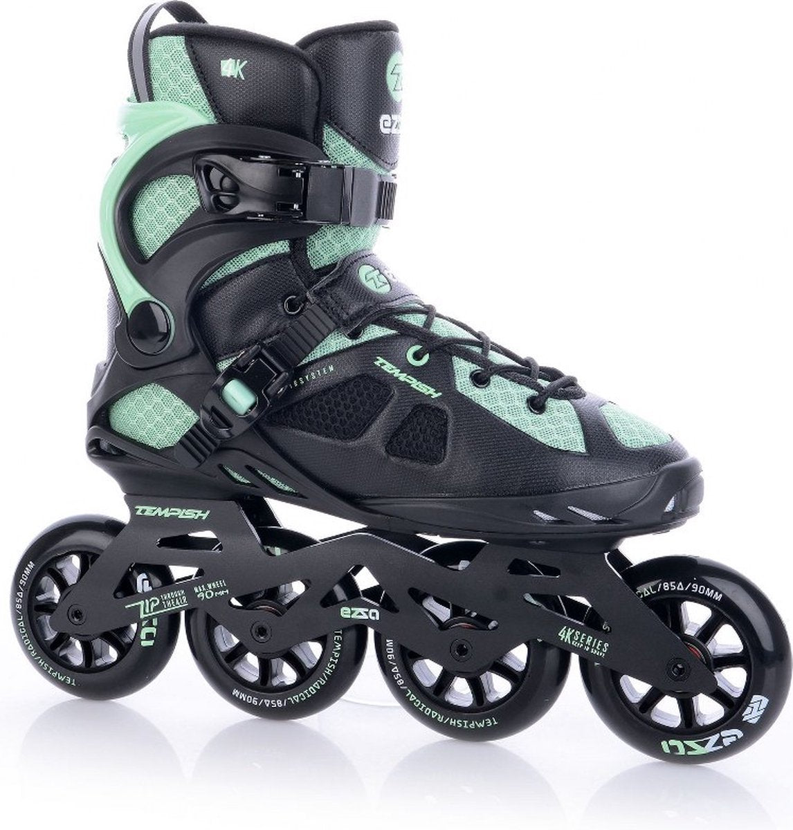 Tempish Ezza 90 Damen-Inline-Skates – 4 x 90 mm Rollen – Fitness-Inline-Skates – Schwarz Grün – Größe 39