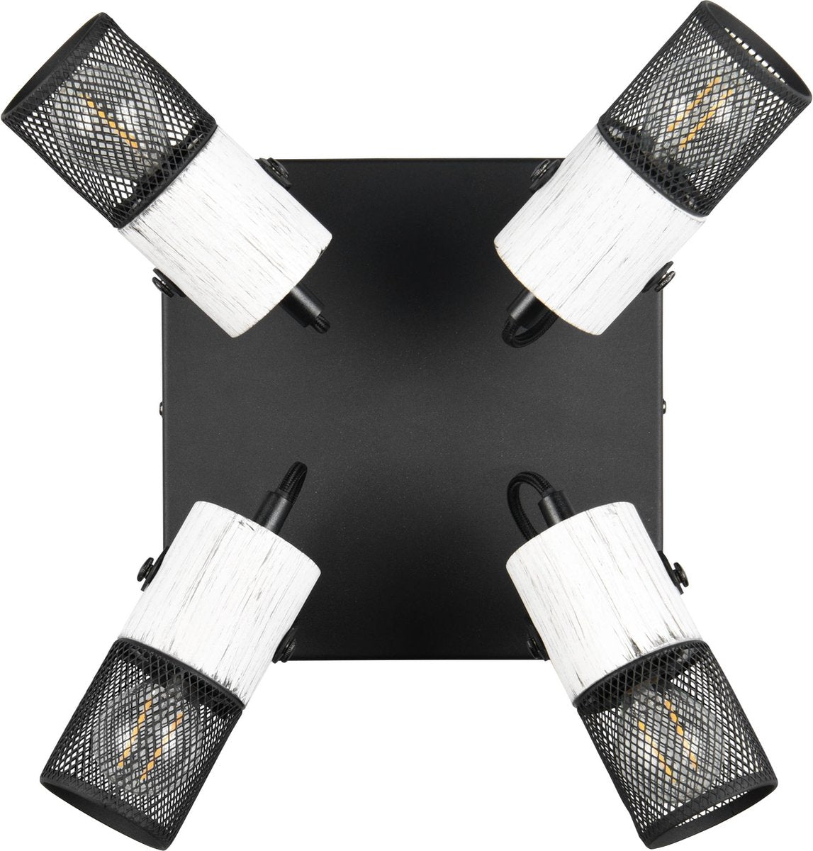 Trio tosh - spot - schwarz und weiß - exkl. 4x E14 15W Deckenspot - Holzelemente in Weiß