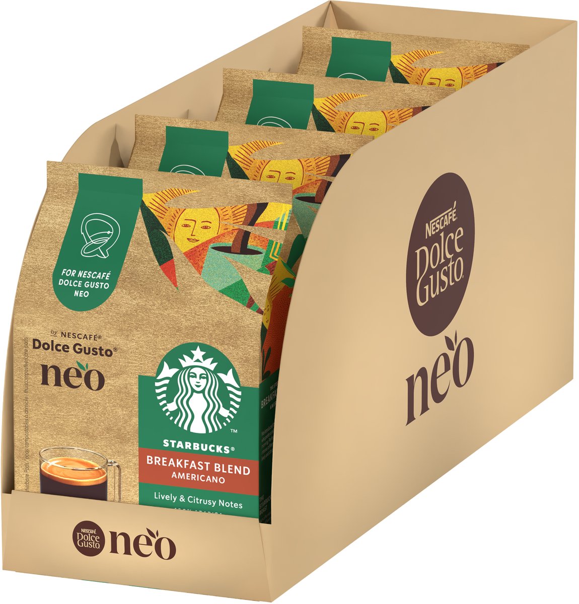 Starbucks by Nescafe Dolce Gusto Neo Kaffeepads Frühstücksmischung – 4x12 Pads für 12 Tassen Kaffee