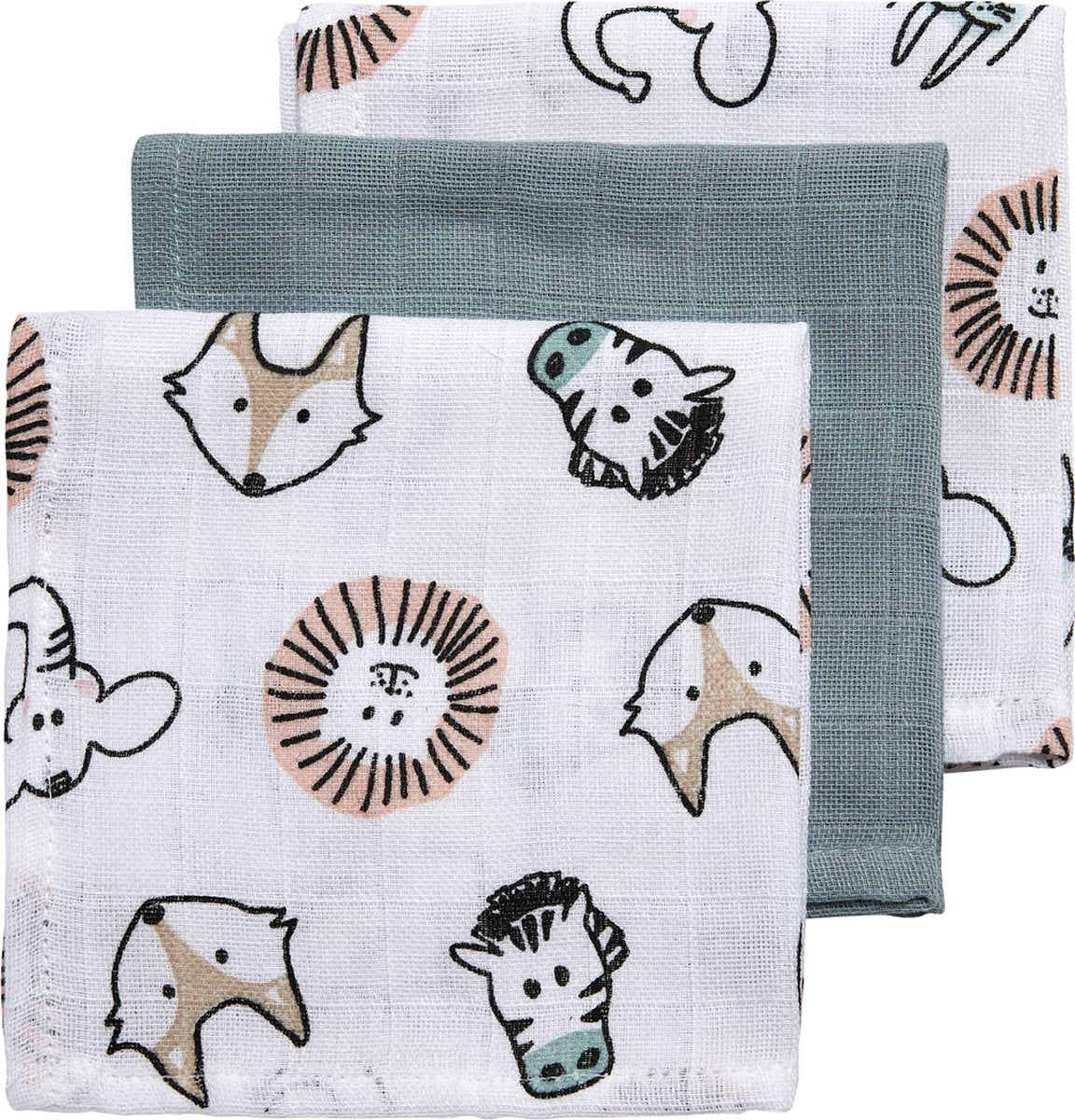 Meyco Babytier-Mundtücher – 3er-Pack – hydrophil – mehrfarbig – 30 x 30 cm