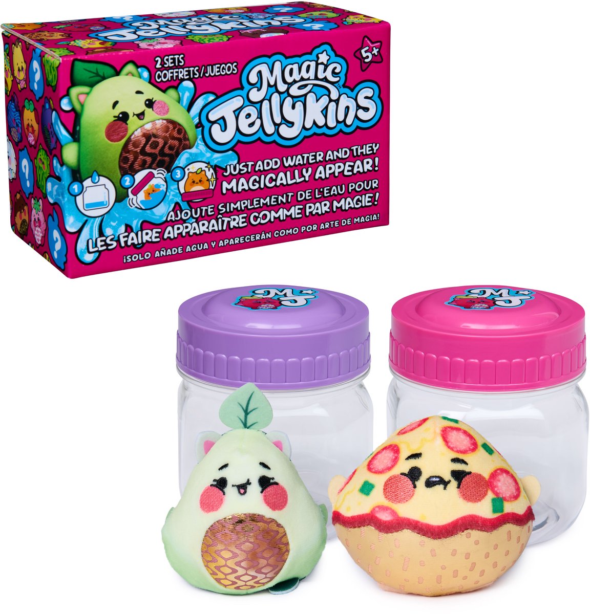 Magische Wackelpudding – Überraschungskuscheltier im Glas 2er-Pack – durch Wasser aktiviertes Squishy-Spielzeug mit magischer Verwandlung – Überraschungskuscheltier in Blindverpackung – 7,6 cm