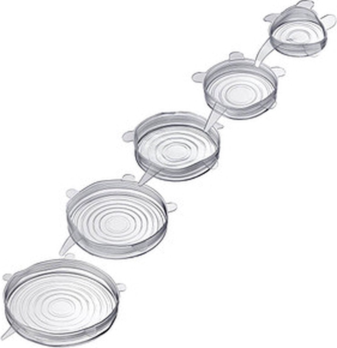 Westmark 5er-Set Frischhaltedeckel aus Silikon transparent ø 6,5; 9,5; 14,5; 16,5 20,5 cm