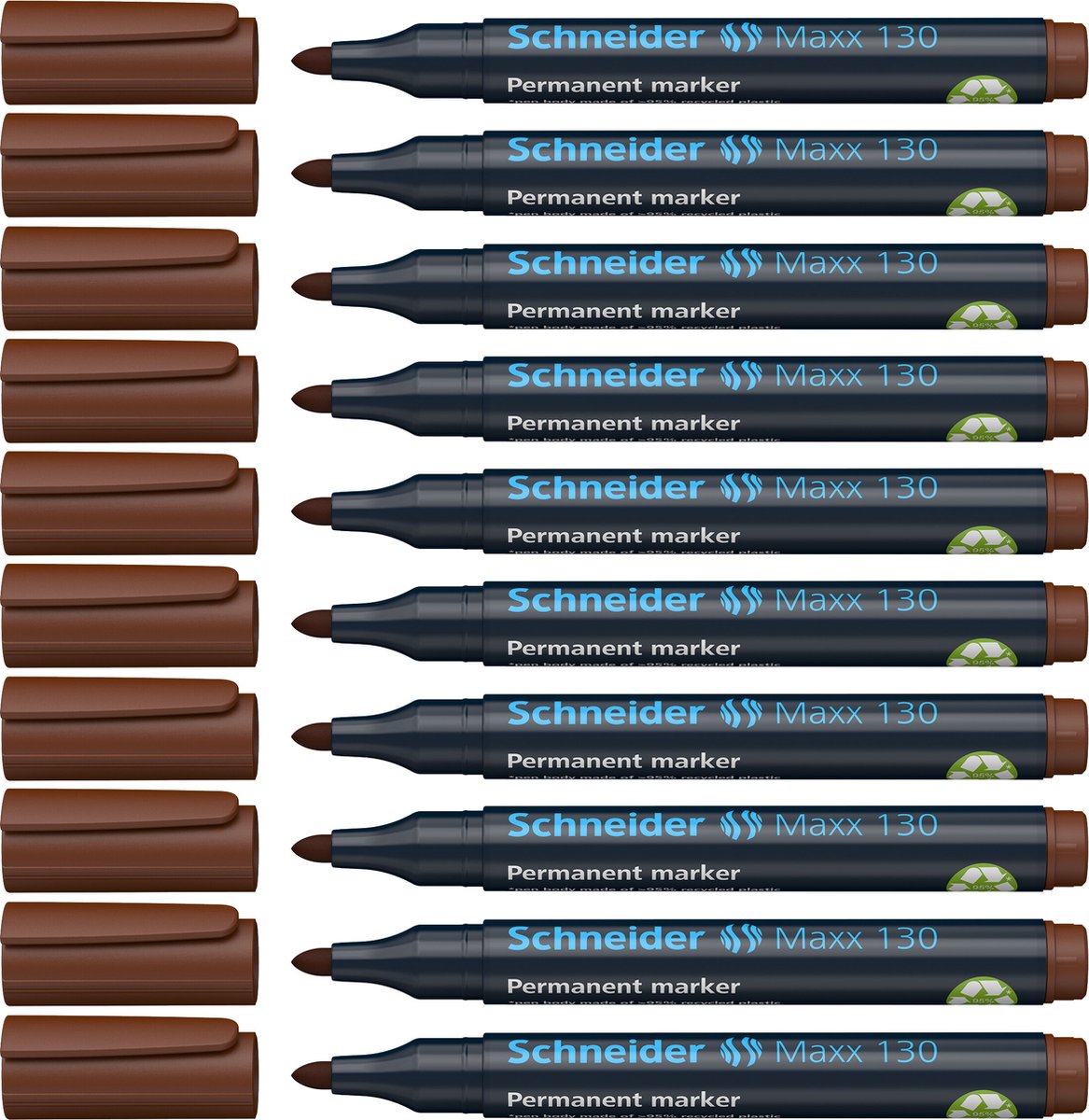 Schneider Schreibgeräte Schneider Permanent Marker - Maxx 130 - Rundspitze - Braun - Strichstärke 1-3 mm - 10 Stück - S-113007-10