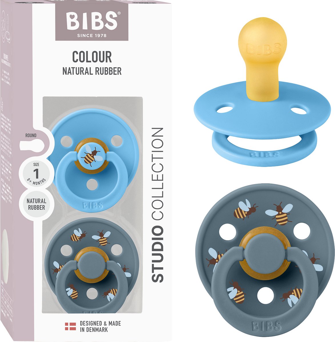 Bibs colour fopspeen - 0-6 mnd - 2-pack - ronde - breeze petrol