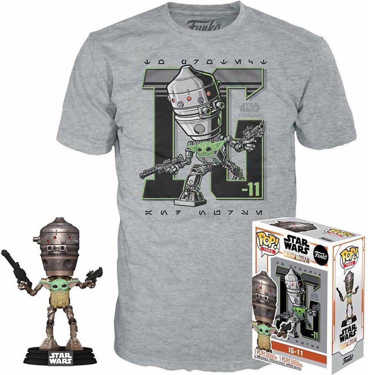 Funko-Pop! Star Wars: Set Figur und T-Shirt – IG-11 mit dem Kind, Größe M