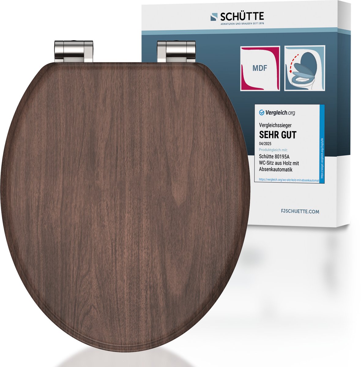 Schütte Toilettensitz mit weicher dunklem Holz mdf