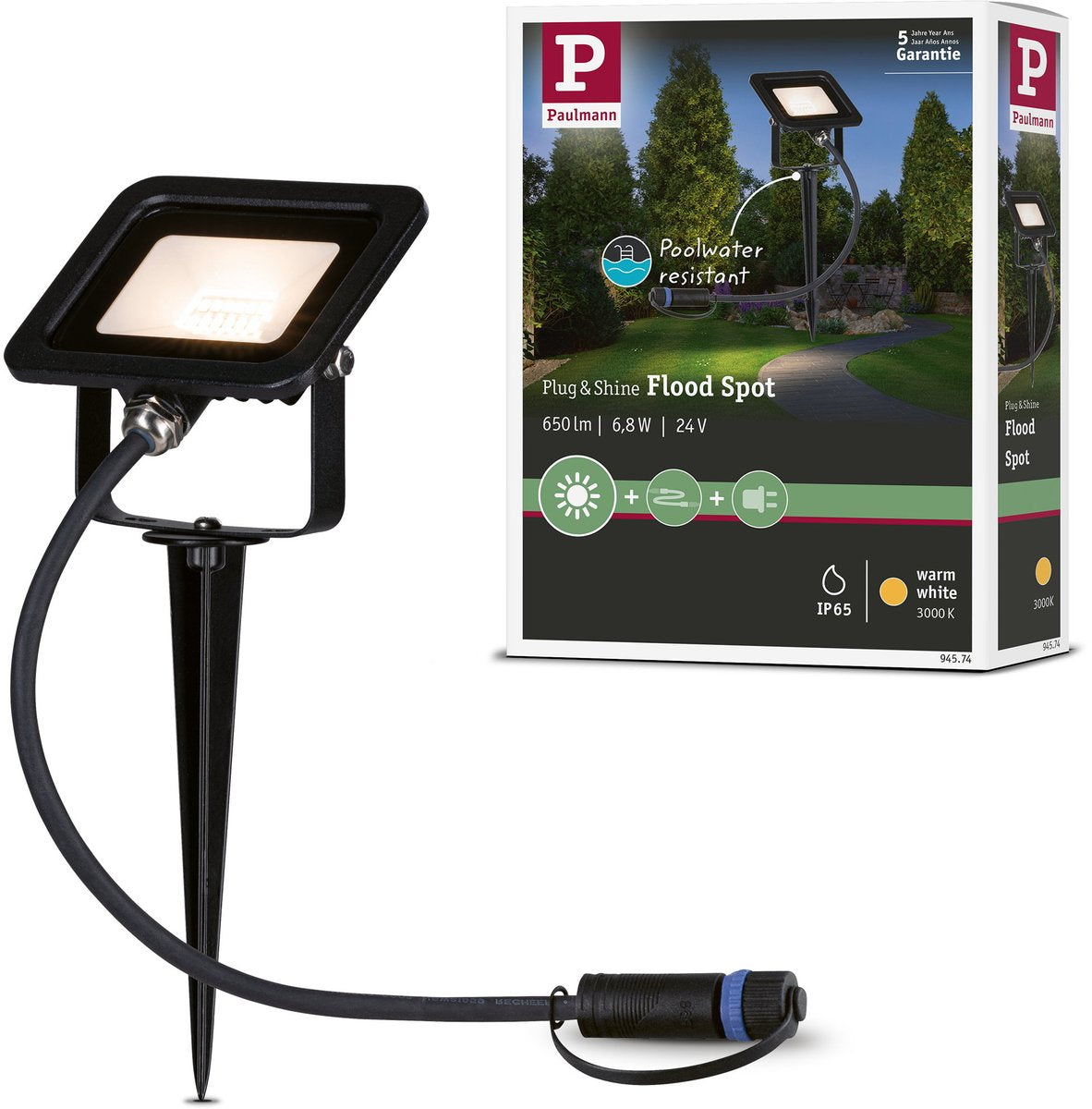 Paulmann Plug Shine LED Gartenstrahler Fluter Loose Spot IP65 3000K 6,8W Schwarz