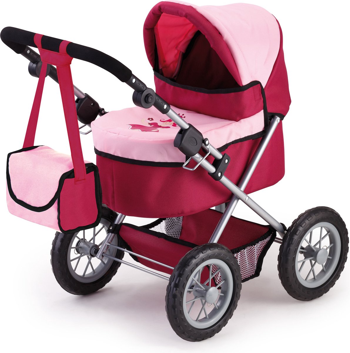 Bayer Design - Trendiger Puppenwagen - Rot und Rosa