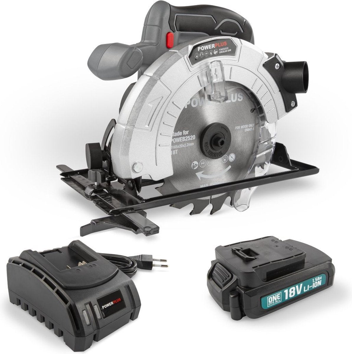 Powerplus powebcss1 Kreissäge - 18V 㘠165mm - inkl. battery 18v 1.5ah + charger
