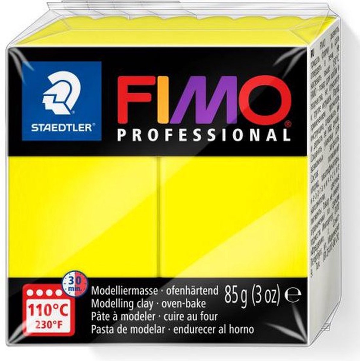 Fimo professional – ofenhärtender, professioneller Modelliermasseblock 85 g – Farbe Zitrone