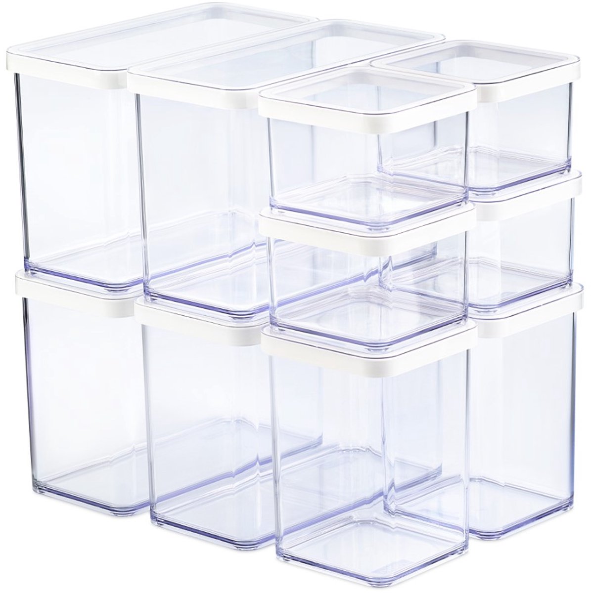 Rotho Loft Frischhaltedosen – Set à 10 Stück – weiß – 4x 0,55 Liter, 4x 2,1 Liter und 2x 1 Liter