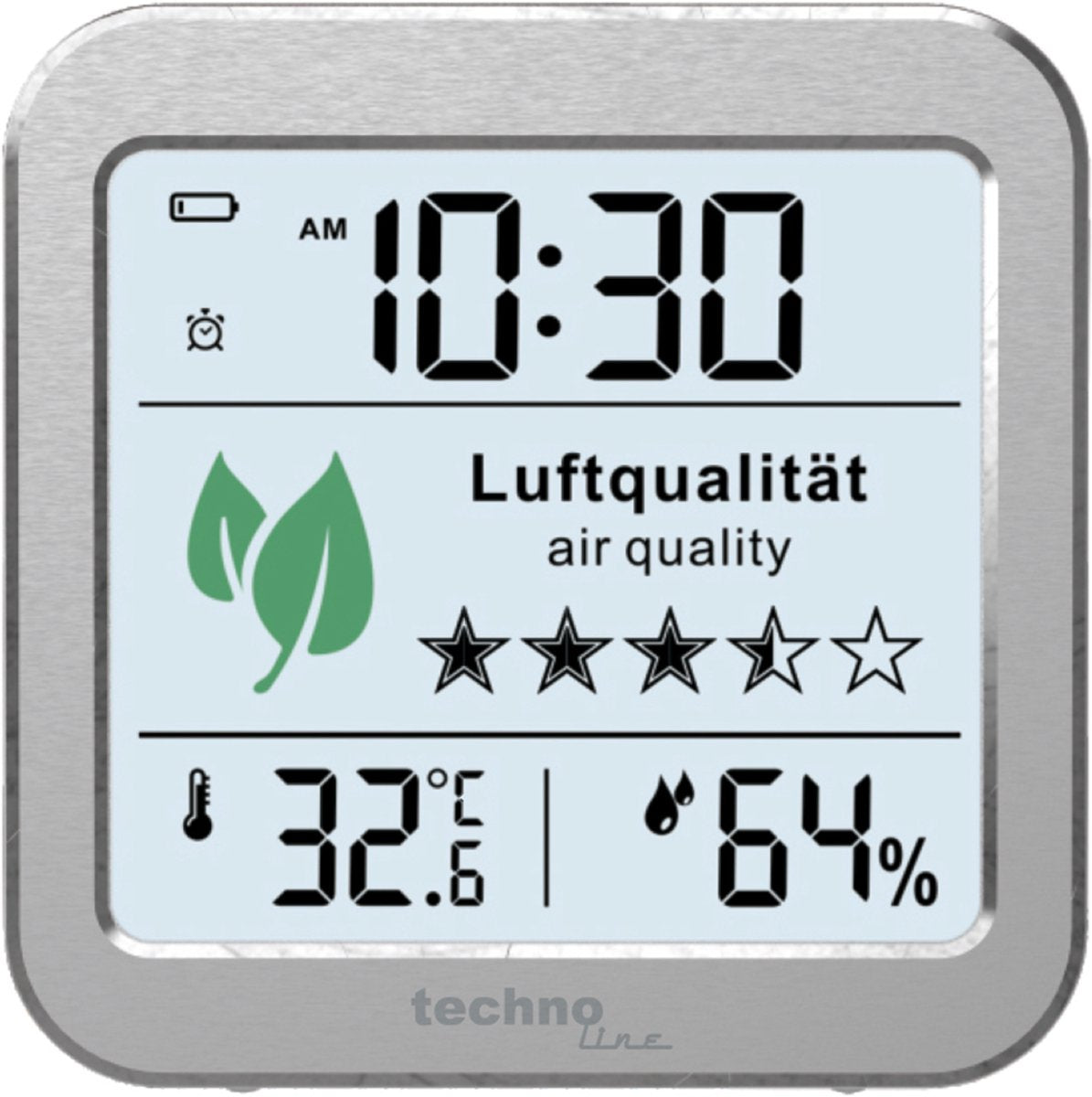 Technoline CO2-Messgerät – WL 1020 – 82 x 82 x 25 mm – Silber – Luftqualitätsmessgerät – TL-WL1020