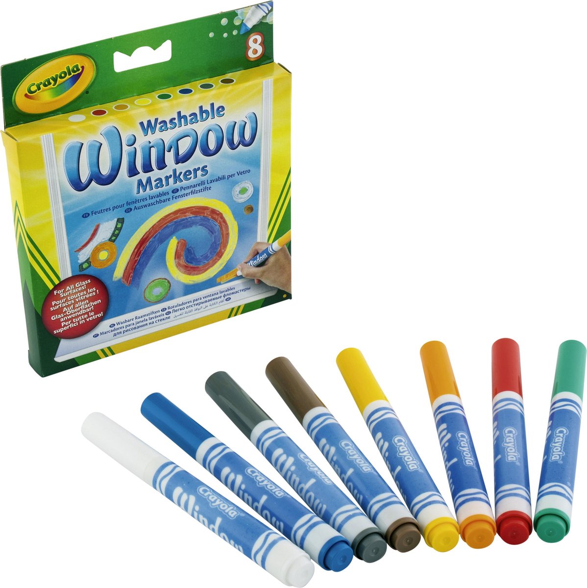 Crayola – Filzstifte – 8 waschbare Fenstermarker für Kinder
