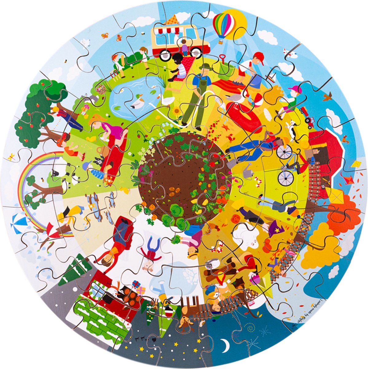 Bigjigs vier Jahreszeiten rundes Bodenpuzzle.