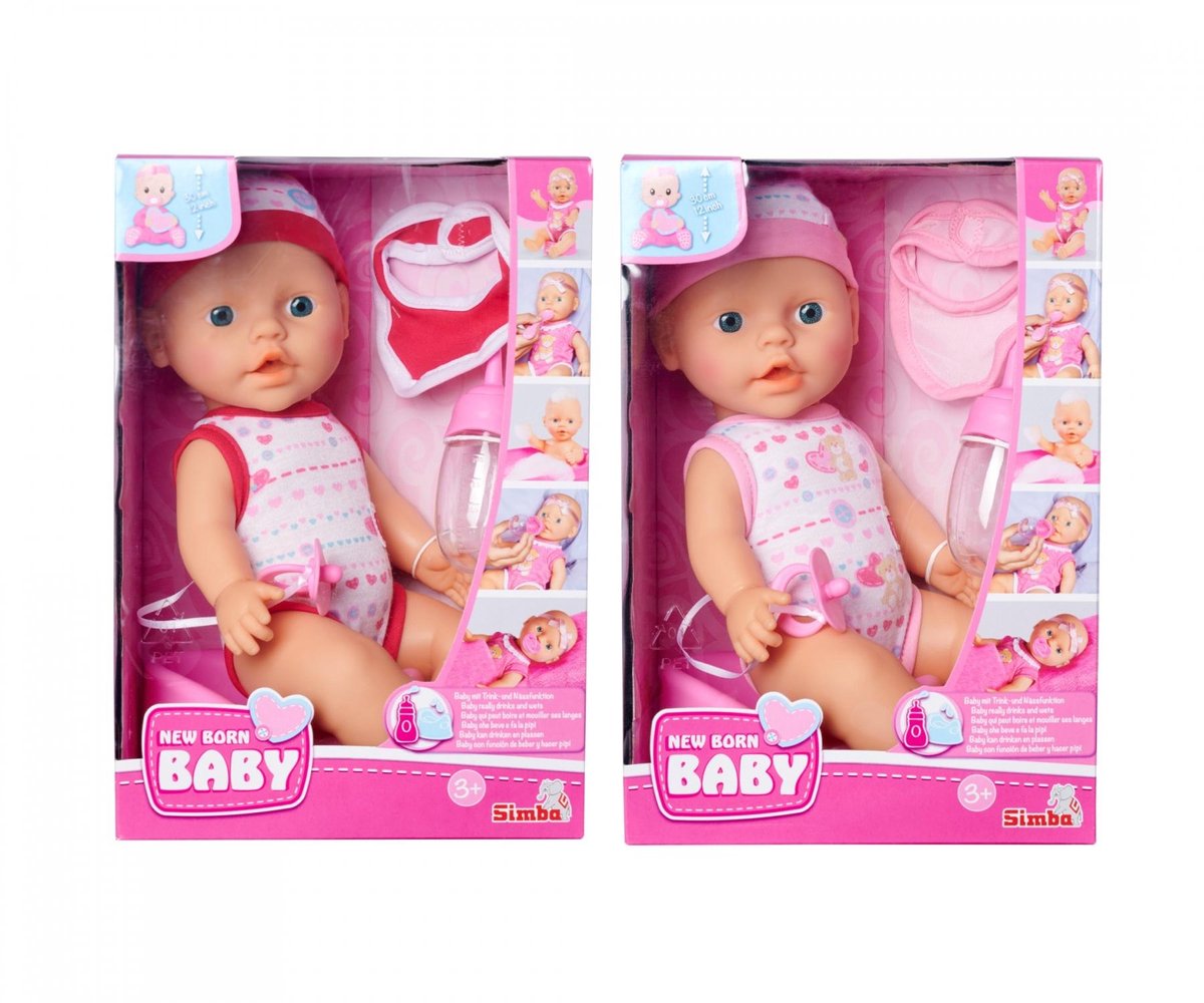 Neugeborene Babypuppe trinken und pinkeln Simba 30 cm