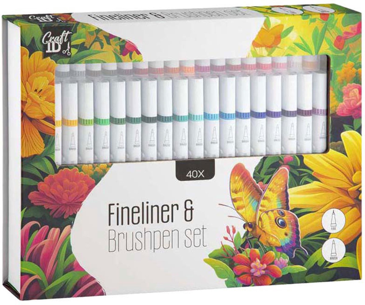 Craft ID Farbset Fineliner Pinselstift 40 Stück