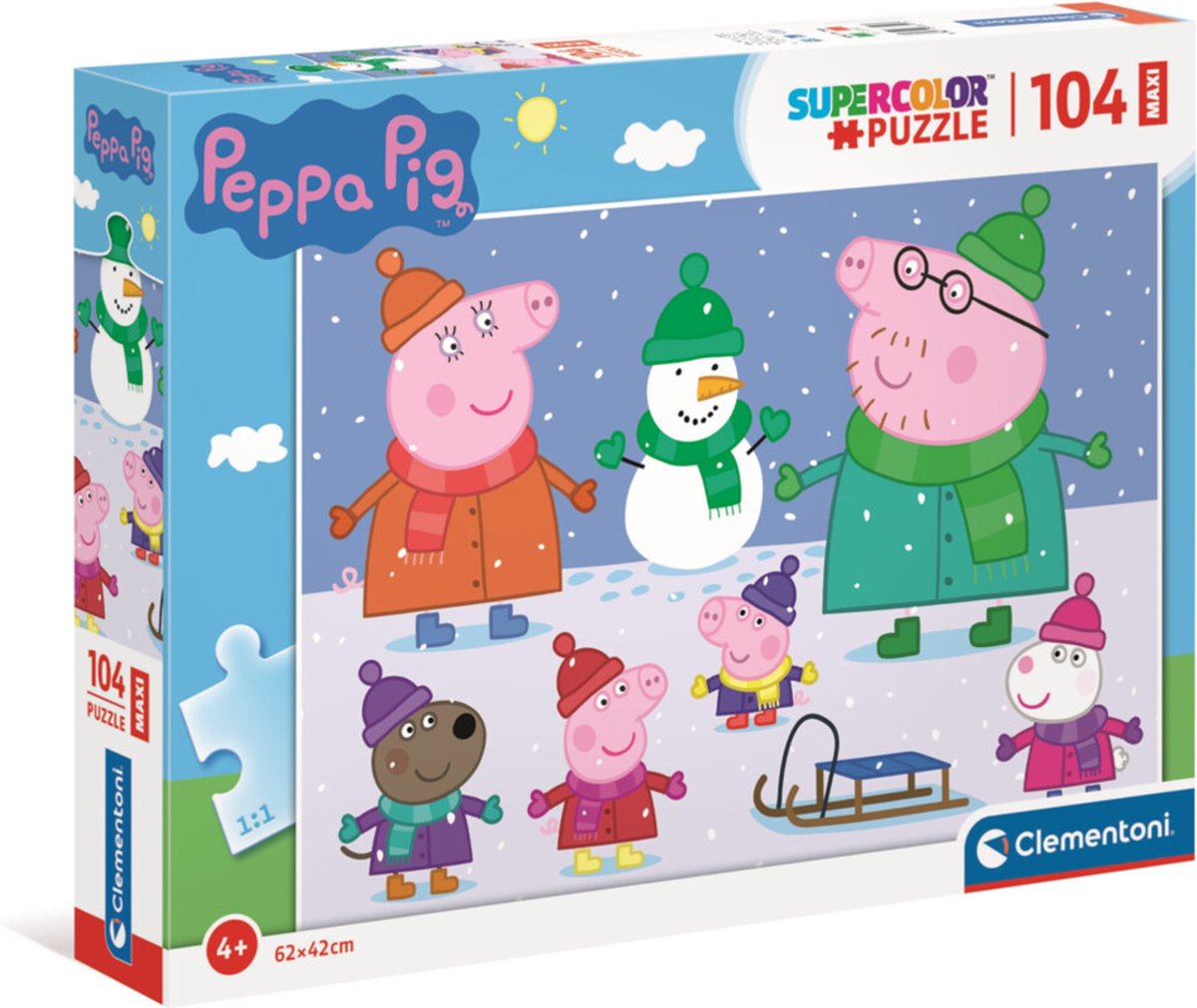 Clementoni – Puzzle – 104 Teile – Peppa Pig – Puzzle für Kinder – Supercolor