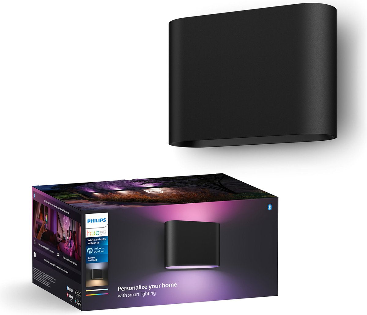 Philips hue dymera muurlamp - wit en gekleurd licht - zwart